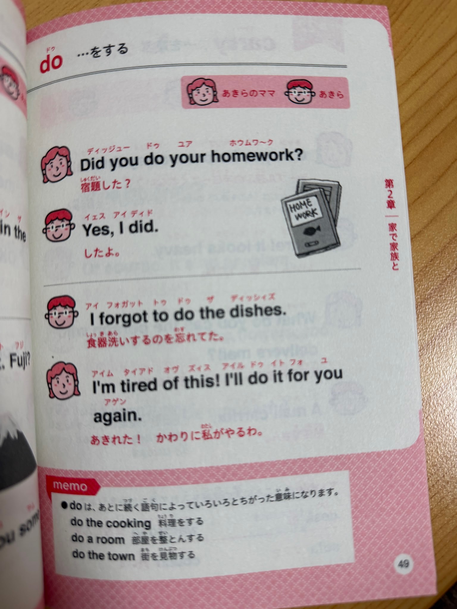 大創親子英語書中以日語註解英語句型的內頁